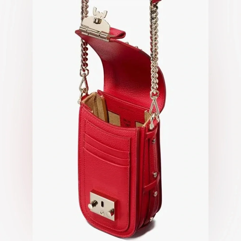 MCM Patricia Gold Studded Red Park Ave Leather Cute Dainty Crossbody